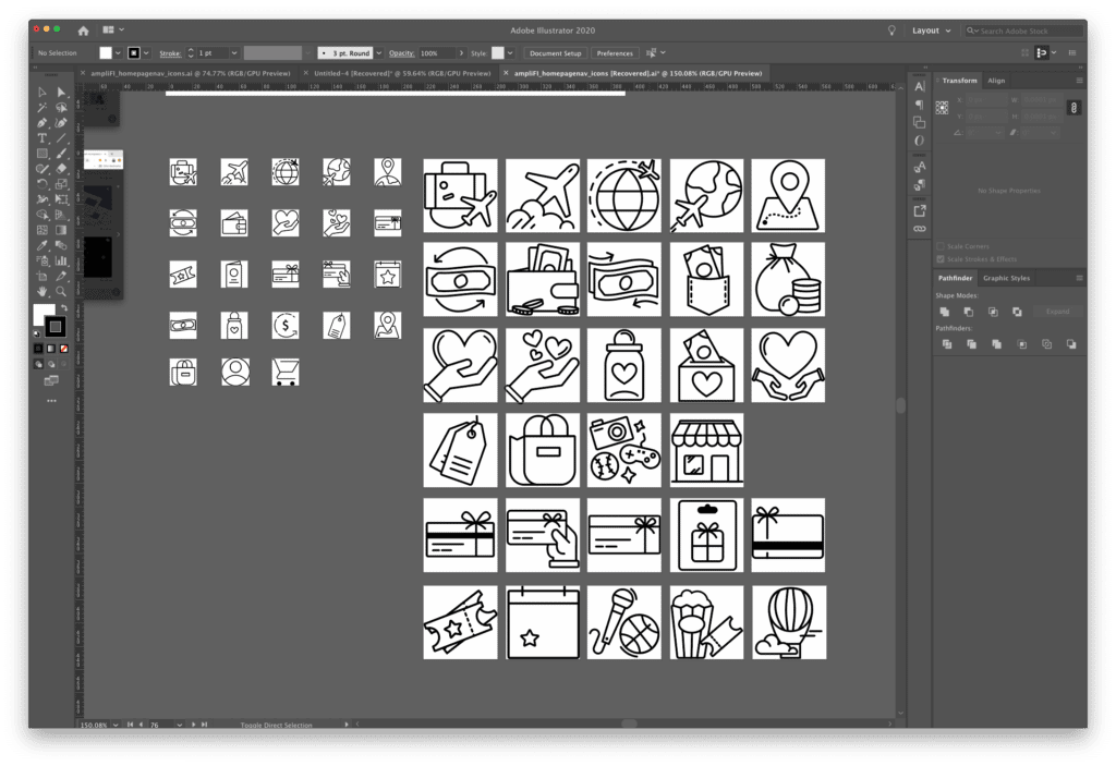 Digitized versions of the original icon sketches